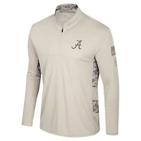 Men's Colosseum Natural Alabama Crimson Tide OHT Military Appreciation Quarter-Zip Jacket
