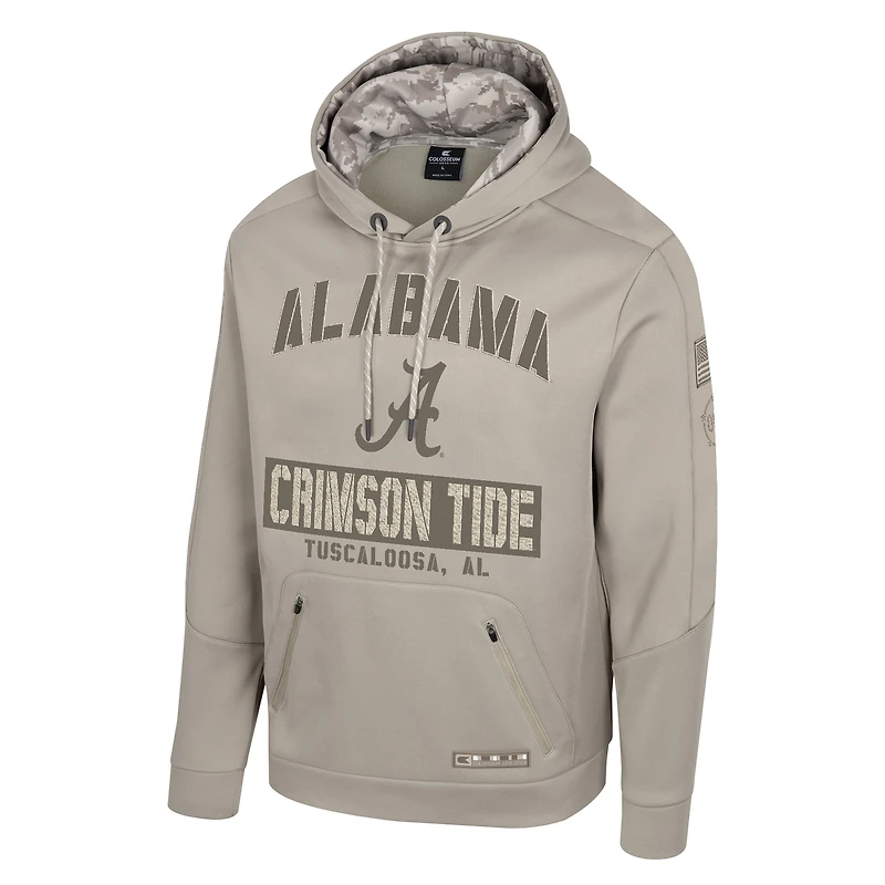 Men's Colosseum Oatmeal Alabama Crimson Tide Big & Tall Operation Hat Trick Battalion Hoodie Sweatshirt