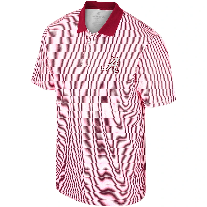 Polo à rayures imprimé Colosseum blanc/cramoisi Alabama Crimson Tide pour hommes