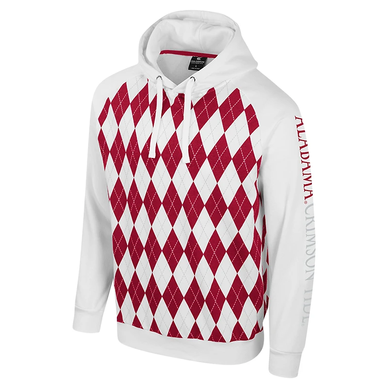 Men's Colosseum White Alabama Crimson Tide The Dealio Raglan Pullover Hoodie
