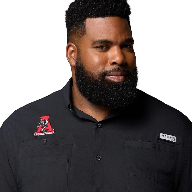 Men's Columbia  Black Alabama Crimson Tide Big & Tall Tamiami Omni-Shade Button-Down Shirt