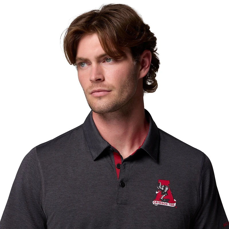 Polo Columbia Alabama Crimson Tide Tech Trail pour homme, noir