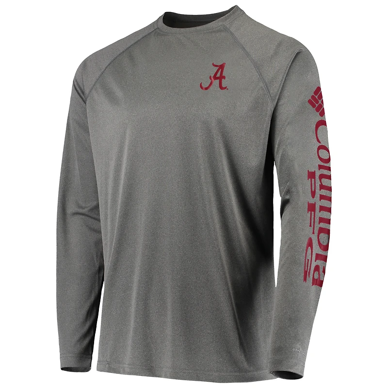 T-shirt à manches longues Columbia Charcoal Alabama Crimson Tide PFG Terminal Tackle Omni-Shade pour homme