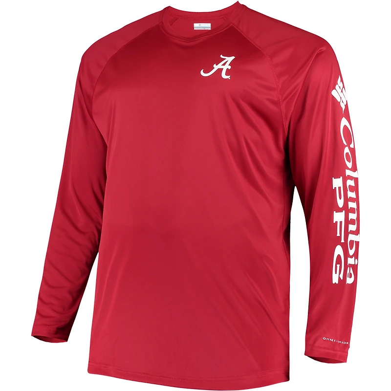 Men's Columbia Crimson Alabama Tide Big & Tall Terminal Tackle Long Sleeve Omni-Shade T-Shirt