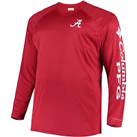 Men's Columbia Crimson Alabama Tide Big & Tall Terminal Tackle Long Sleeve Omni-Shade T-Shirt