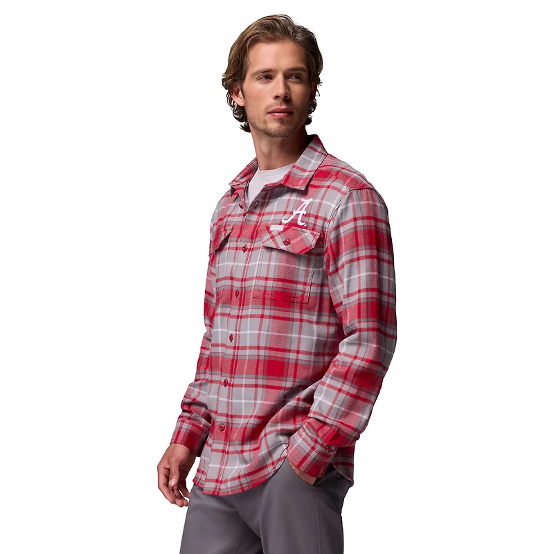 Chemise boutonnée à manches longues en flanelle Omni-Wick pour homme Columbia Crimson Alabama Tide Flare Gun