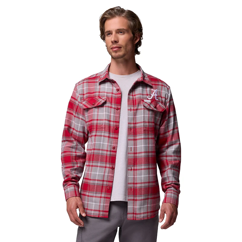 Chemise boutonnée à manches longues en flanelle Omni-Wick pour homme Columbia Crimson Alabama Tide Flare Gun