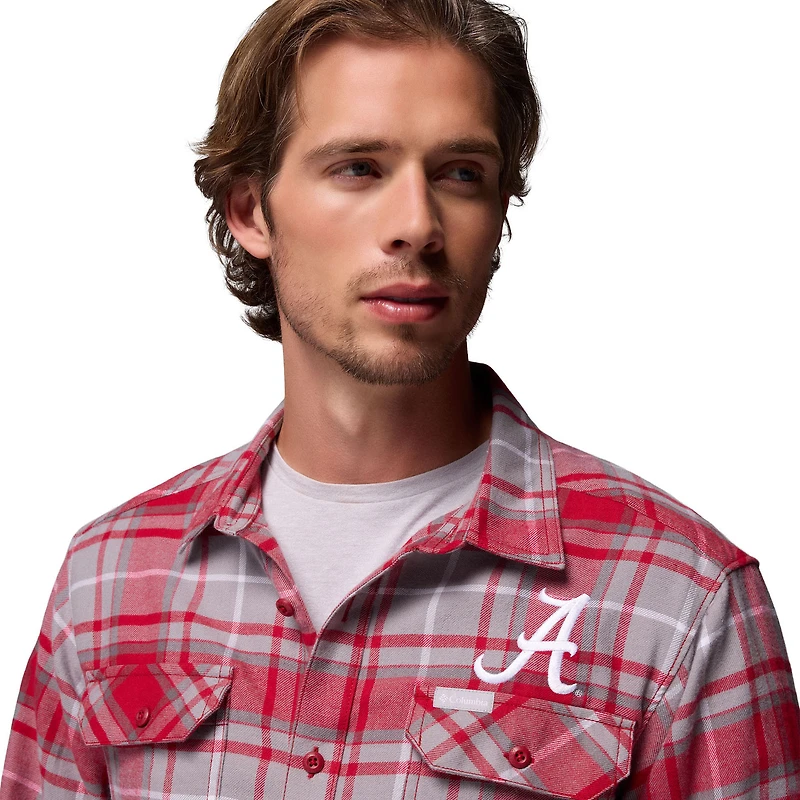 Chemise boutonnée à manches longues en flanelle Omni-Wick pour homme Columbia Crimson Alabama Tide Flare Gun