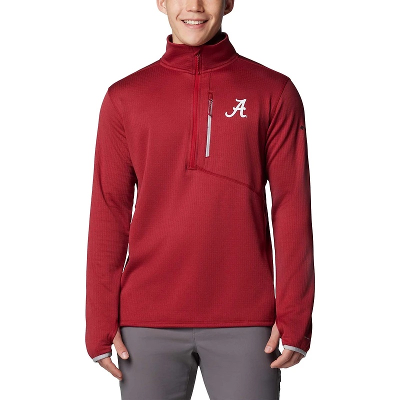 Veste polaire Omni-Wick à demi-zip Columbia Crimson Alabama Tide Park View Grid pour homme