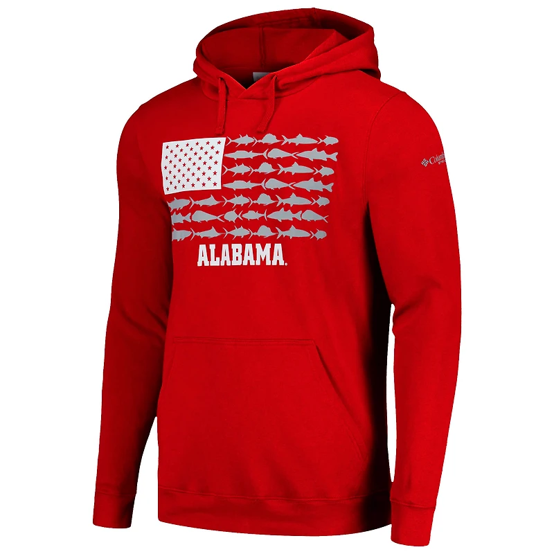 Sweat à capuche Columbia Crimson Alabama Tide PFG Fish Flag II pour homme