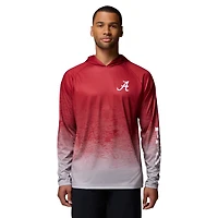 Men's Columbia  Crimson Alabama Tide PFG Gradient Water Super Terminal Tackle Hoodie Omni-Wick T-Shirt