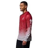 Men's Columbia  Crimson Alabama Tide PFG Gradient Water Super Terminal Tackle Hoodie Omni-Wick T-Shirt