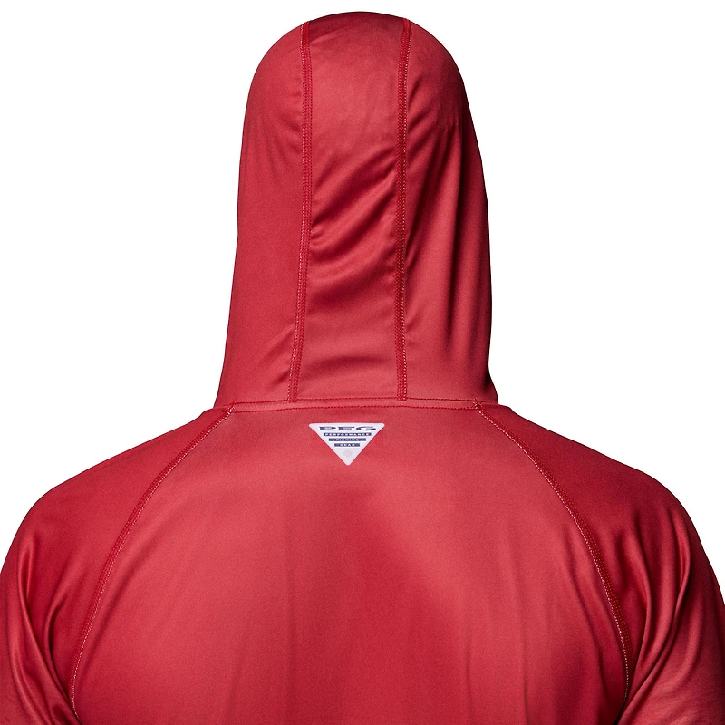 Men's Columbia  Crimson Alabama Tide PFG Gradient Water Super Terminal Tackle Hoodie Omni-Wick T-Shirt