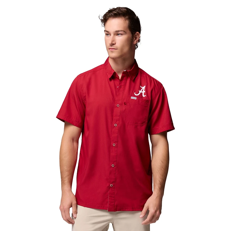 Chemise boutonnée Columbia Crimson Alabama Tide Slack Camp pour homme