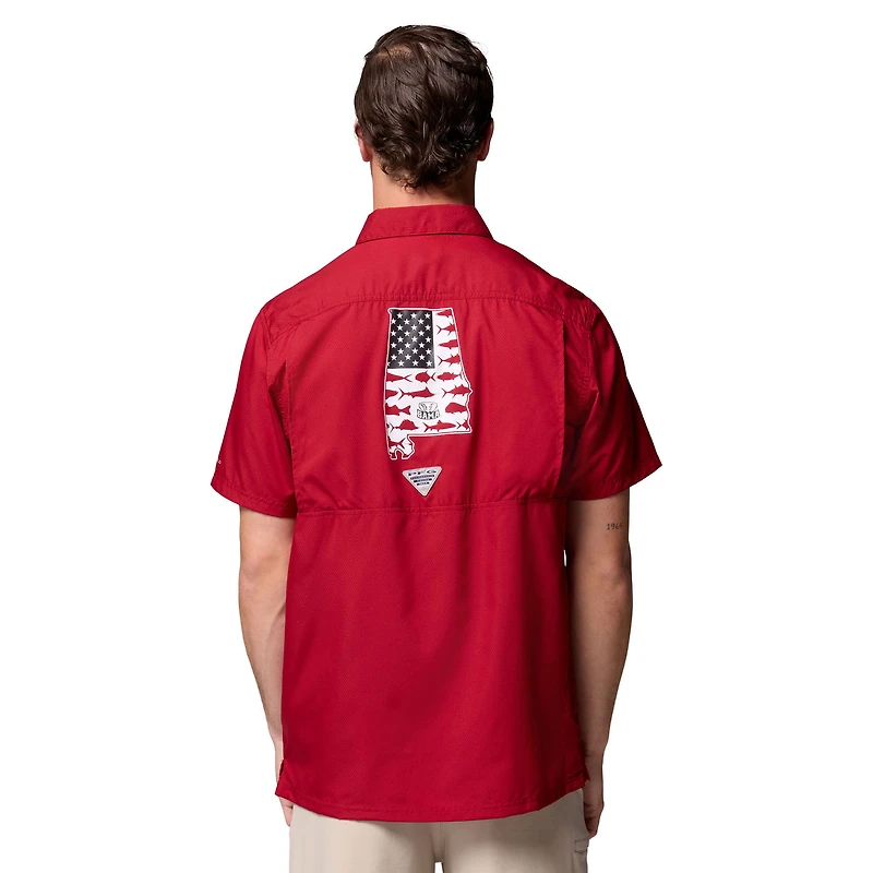 Men's Columbia Crimson Alabama Tide Slack Camp Button-Up Shirt