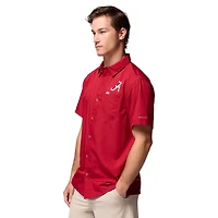 Chemise boutonnée Columbia Crimson Alabama Tide Slack Camp pour homme