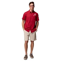 Chemise boutonnée Columbia Crimson Alabama Tide Slack Camp pour homme
