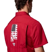 Chemise boutonnée Columbia Crimson Alabama Tide Slack Camp pour homme