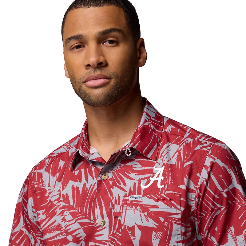 Men's Columbia Crimson Alabama Tide Super Slack Omni-Wick Button-Up Shirt