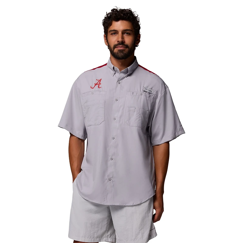 Chemise boutonnée Columbia grise Alabama Crimson Tide Tamiami Colorblock Omni-Shade pour homme