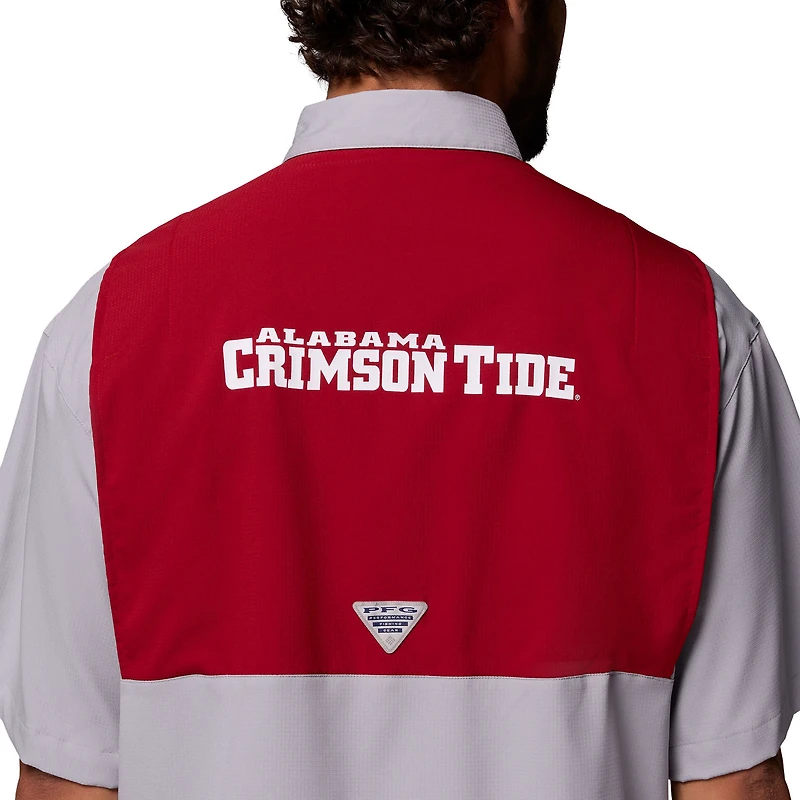 Men's Columbia Gray Alabama Crimson Tide Tamiami Colorblock Omni-Shade Button-Down Shirt