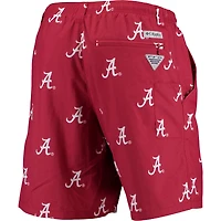 Men's Columbia PFG Crimson Alabama Tide Backcast II 8" Omni-Shade Hybrid Shorts
