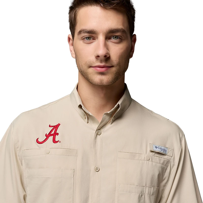 Men's Columbia Tan Alabama Crimson Tide Tamiami Omni-Shade Button-Down Shirt