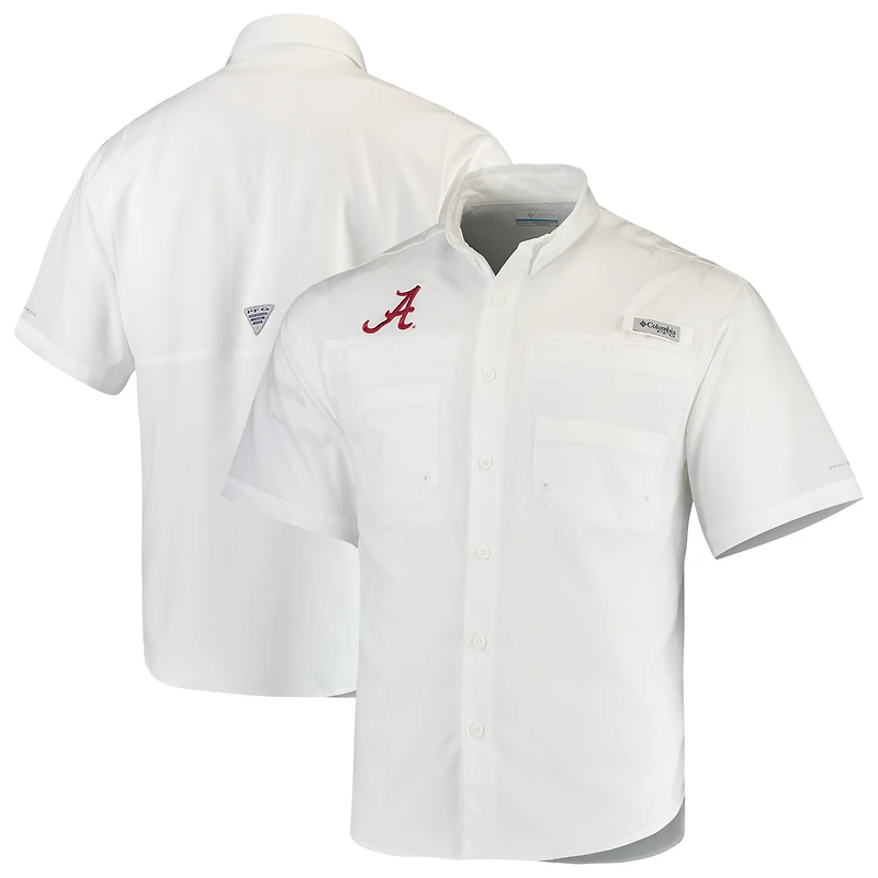 Men's Columbia White Alabama Crimson Tide PFG Tamiami Shirt