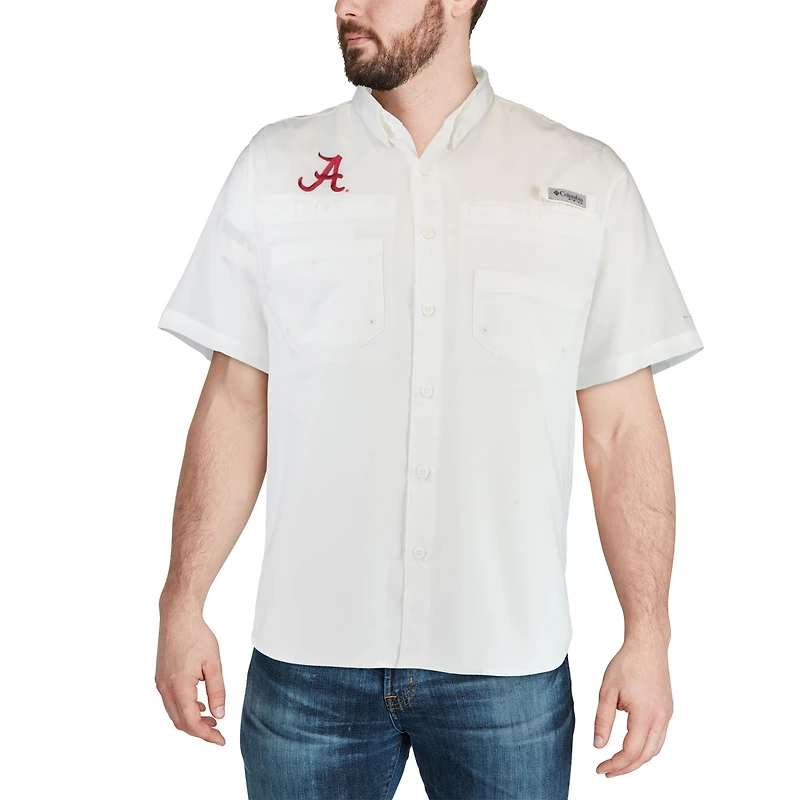 Men's Columbia White Alabama Crimson Tide PFG Tamiami Shirt