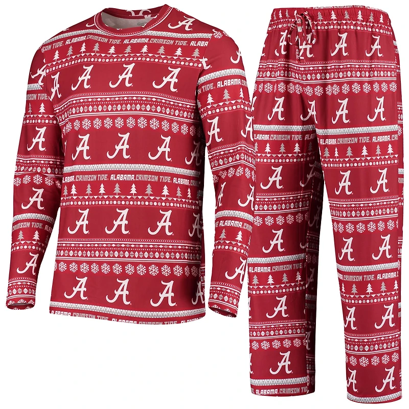 Ensemble pull moche à manches longues et pantalon en maille Concepts Sport Crimson Alabama Tide pour homme