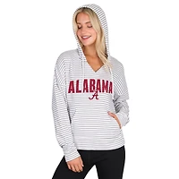 Men's Concepts Sport  White/Gray Alabama Crimson Tide French Terry Striped V-Neck Pullover Hoodie