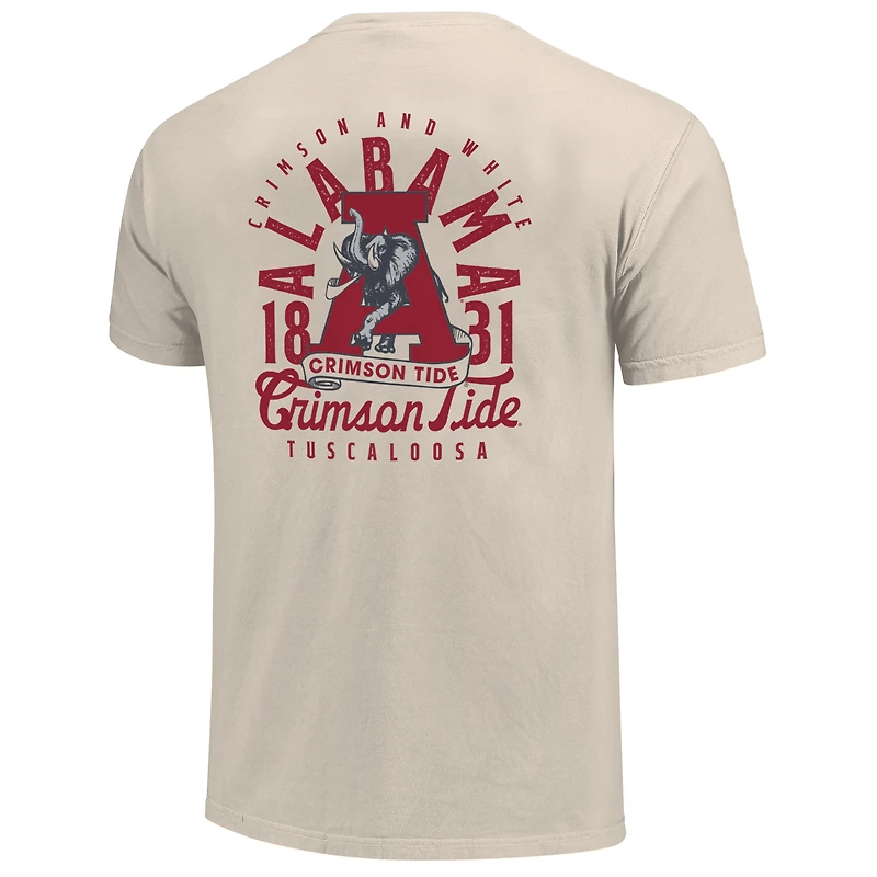 T-shirt crème pour homme avec poche zippée et motif mascotte Crimson Tide de l'Alabama