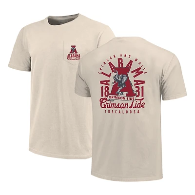 T-shirt crème pour homme avec poche zippée et motif mascotte Crimson Tide de l'Alabama