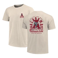 T-shirt crème pour homme avec poche zippée et motif mascotte Crimson Tide de l'Alabama