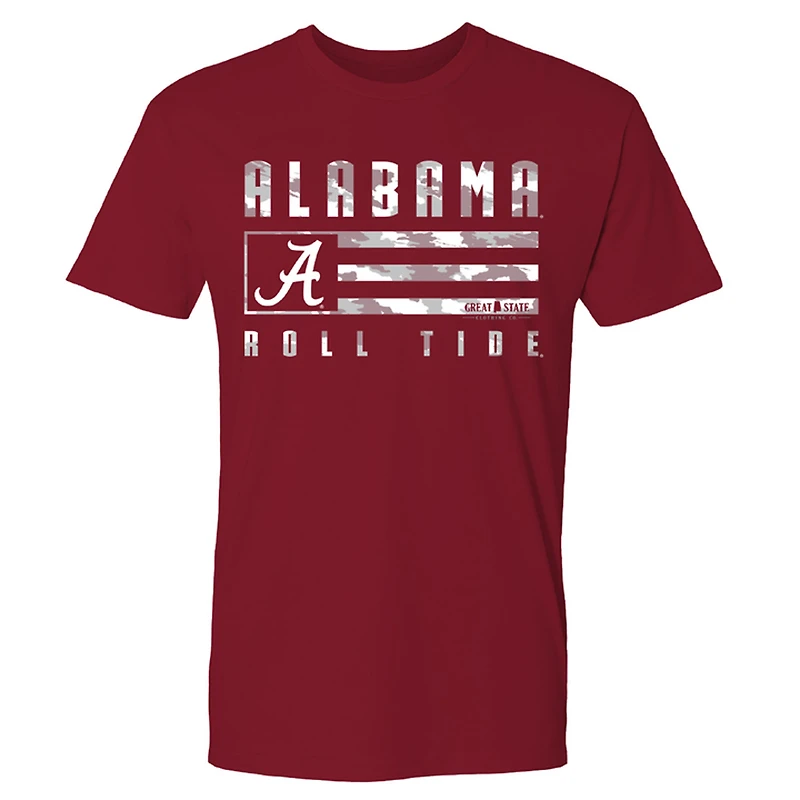 T-shirt homme Crimson Alabama Tide avec drapeau et bannière