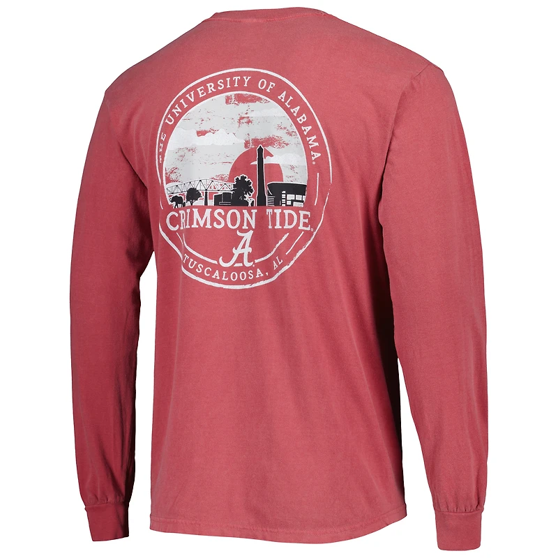 T-shirt à manches longues pour homme Crimson Alabama Tide Circle Campus Scene