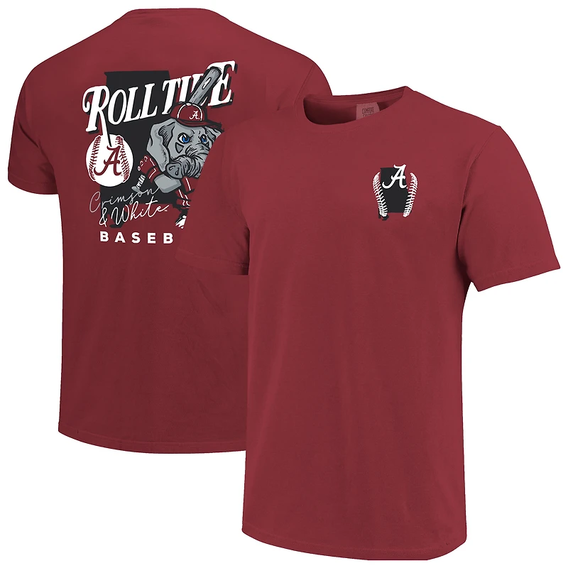 T-shirt de baseball pour homme Crimson Alabama Tide avec mascotte dessinée
