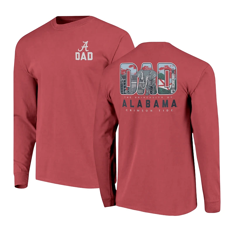 Men's Crimson Alabama Tide Father's Day Campus Drawing Long Sleeve T-Shirt