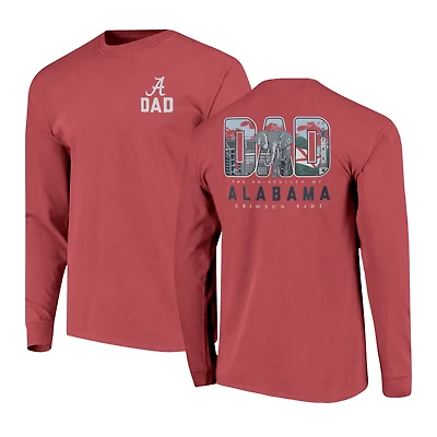 Men's Crimson Alabama Tide Father's Day Campus Drawing Long Sleeve T-Shirt