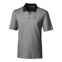 Men's Cutter & Buck  Black Alabama Crimson Tide Alumni Logo Forge Tonal Stripe Stretch Polo