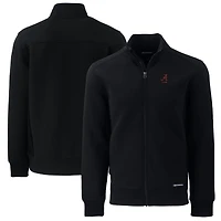 Veste zippée intégrale recyclée pour homme, modèle Cutter & Buck Black Alabama Crimson Tide Alumni Logo Roam Eco