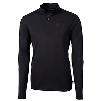 Pull zippé quart de tour en piqué écologique recyclé pour homme, modèle Cutter & Buck, noir, Alabama, Crimson Tide, taille grande et