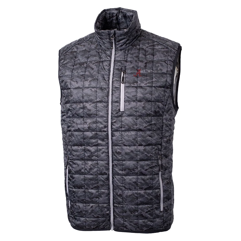Gilet matelassé isolant entièrement zippé imprimé PrimaLoft Eco pour homme, noir, Alabama, Crimson Tide, Rainier