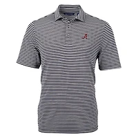 Men's Cutter & Buck Black Alabama Crimson Tide Virtue Eco Pique Stripe Recycled Polo