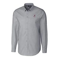Men's Cutter & Buck  Charcoal Alabama Crimson Tide Alumni Logo Stretch Oxford Long Sleeve Button-Down Shirt