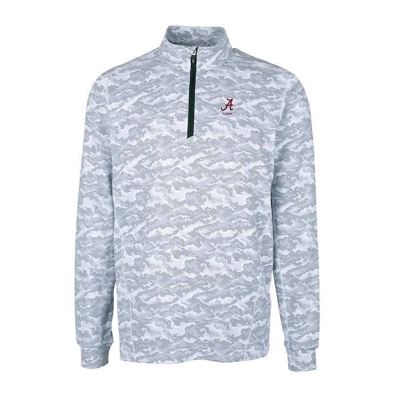 Pull-over extensible à fermeture éclair quart de tour pour homme, imprimé camouflage Traverse, Alabama Crimson Tide Alumni, couleur anthracite, Cutter & Buck
