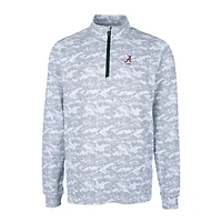 Pull-over extensible à fermeture éclair quart de tour pour homme, imprimé camouflage Traverse, Alabama Crimson Tide Alumni, couleur anthracite, Cutter & Buck