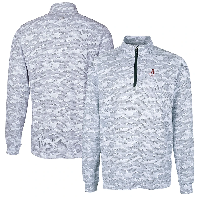 Pull-over extensible à fermeture éclair quart de tour pour homme, imprimé camouflage Traverse, Alabama Crimson Tide Alumni, couleur anthracite, Cutter & Buck
