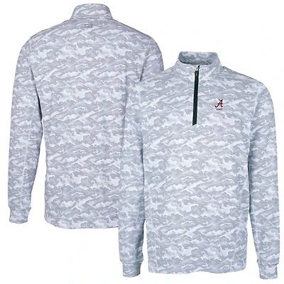 Pull-over extensible à fermeture éclair quart de tour pour homme, imprimé camouflage Traverse, Alabama Crimson Tide Alumni, couleur anthracite, Cutter & Buck