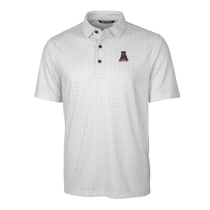 Men's Cutter & Buck Charcoal Alabama Crimson Tide Primary Team Logo Pike Double Dot Print Stretch Polo